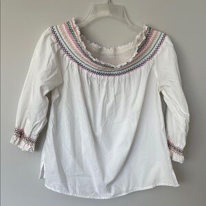 White Embroidered Women's Top